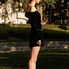 Vintage robe noire pour les femmes Slash cou à manches longues taille haute Mini Sexy moulante robes femme mode vêtements Style 210531