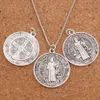 Cristo Redentor St Benedict of Nursia Patron Charm Against Evil Cross Medal Catholicism Antique Silver Charms PendantS T1646 35x31mm 40pcs/lot