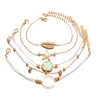 Urok Bracelets Toucheart 5pcs/Set Trendy Gold Grzebe Bransoletka ręcznie robione bransoletki dla kobiet biżuteria Tassel SBR190444