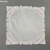 handkerchief White soft 100% cotton Wedding Handkerchief Elegant Embroidered crochet lace For Bridal Hankies