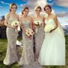 Lace Strapless Mermaid Sweetheart Bridesmaid Klänning Golvlängd Långt av ära Klänningar Maid Dresses Vestido de Dama Honra