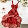 Summer Polka Dot Robe 2020 Nouveaux Femmes élégantes Retro Taille haute taille Slim A-Line Robes de soirée Modycon Dames Robe rouge Vestido Mujer x0521