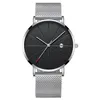 Wristwatches Fashion Simple Watch Men Watches Ultra Thin Mens Stainless Steel Mesh Belt Quartz Horloge Heren Reloj Hombre305D