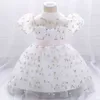 Infant Baby Girls Dress Flower Embroidery Princess Dresses For Baby first 1st Year Birthday Dress Costume Baby White Party Dress G1129