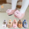 Chaussettes en peluche ours de dessin animé pour bébé, couleur unie, antidérapantes, douces, chaudes, pour nouveau-né, fille et garçon, automne et hiver