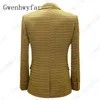 Gwenhwyfar Fashion Style Twill Mens костюм для свадьбы (Blazer + жилет + брюки) желтый пик отворотный куртка с брюками сшивание цветного жилета X0909