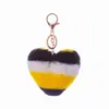 Plysch Key-Chain Party Favor Multi-Color Stitching Love Pendant Color Plush Peach Heart Rainbow Bag Car Ornament