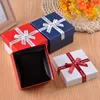 Bow Watch Boxes Engagement Armband Display Gift Box Navy Blue Smycken Arrangör Klockor Tillbehör