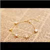 Drop Delivery 2021 Elegant Gold Plated Star Love Heart Charm Armband Bridal Wedding Jewelry for Women Girls Valentines Day Gifts DPYH7