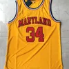 Nikivip University of Maryland Len #34 Bias Basketball Jersey Red Yellow All Stitched and Embroidery Size S-2XL Top Quality