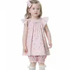 Zomer baby meisjes afdrukken mouwloze jurken kinderen kinderen meisje prinses kleding bloemen + shorts 210429