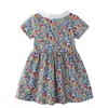 SAILEROAD Baby Girl Fancy Dress for Summer New Children's Girl's Tops Floral Print Beautiful Princess Kids Collar Dress Q0716