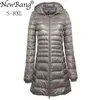 バング7xL 8xLプラスロングダウンジャケットの女性冬の超灯のフード付きコート女性ビッグサイズコート