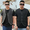 Plus Größe 6XL 7XL 8XL Sommer Einreiher Männer Gewaschen Grau Denim Weste Mantel Mode Lose Männliche Ärmellose Jeans Jacke 210925