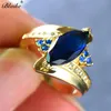 Anneaux de mariage Blaike rétro bleu foncé cubique zircone anneau doigt fiançailles pour les femmes en or jaune rempli de jonars bijoux de mode7960443