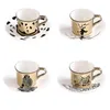 Mugs 250ML Ceramics Leopard Anamorphic Cup Mirror Reflection Tiger Zebra Mug Coffee Tea Set With CoasterMugs236m