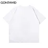 Camisetas Oversized Creative Head Hands Imprimir Punk Rock Gothic Tees Shirts Hip Hop Casual Manga Curta Tops 210602