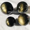 50-65mm Gold Sheen Black Black Obsidian Banish Crystal Sphere Ball Artigianato Guarigione Reiki Chakra Pietra preziosa Pietra Volcanica Glass Vulcanico Naturale Cat's Eye Quarzo Orb Messico 1 pezzo