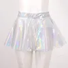 Skirts A-line Miniskirt Stylish Fairy Grunge Women Glossy Shiny Transparent Flare Skirt High Street Sexy Club Rave Outfit Can Stacked