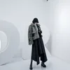 冬のフェイクの毛皮のコートの女性の黒いフォックスの襟パッチワークレザーデザイナージャケットファッション210427