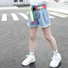 Moda Meninas Cintura Alta Denim Shorts com Cinto De Bebê Bebê Verão Cute Kids Roupas Para Adolescentes 13-4 Anos 210723