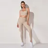 Kvinnors sportkläder hög midja sport bh + legging gym kläder sömlös fitness yoga kostym stretchy träning set vadderad