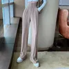 ファッションブランドの婦人服ストレートレッグパンツ2021夏の新しい薄いモデル野生のゆるい広い足汗パンツ女性カジュアル潮Q0802