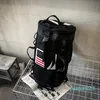 Moda Homens Mulheres Mochila Bolsa de Ombro de Grande Capacidade para Viagem Masculina Esporte Academia Bolsas Cilindricas de Fitness Mochila Hip Hop