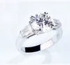 Eterno 925 prata esterlina criado anéis de diamante para mulheres noivado casamento 4ct redondo topázio anel de pedra preciosa jóias finas 1156445