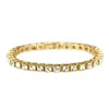 Glitter Single Row Rhinestone Bracelet Bangle Banquet Party Wedding For Women Men Gold Jewelry Gift Link Chain