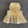 Pet Dresses White Lace Vests Pearl Bow Pets Skirt Dog Apparel Wedding Party Style Dogs Leashes Clothing