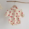 Automne mode à capuche à manches longues bébé body pour garçons filles vêtements amour coeur imprimer nouveau-né combinaison bébé vêtements 210413