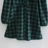 Vrouwen herfst corduroy plaid mini jurk vintage lange mouwen turn-down kraag mode vrouwelijke elegante straat shirts jurken vestido 210513