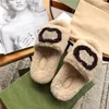 2021 Automne Winter Ladies Slippers Luxury Designer Wool tongs floptes y Ry Letter Rose Blanc Logo Broidered Flats1291611