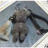 Porte-clés ours de dessin animé en strass, pompon de voiture, pendentif pour sac, breloque Chaveiro Llaveros Mujer3825666