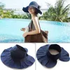 Large Brim Foldable Sunscreen Sun Hat Anti-ultraviolet SunHat Foldable Windproof Canopy Women Kids Seaside Beach Hollow Cap G220301