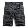 Cotton Elastic Waist Shorts Fashion Summer Calf-length Men Casual Military Style Brand Cargo Male 28 Men's