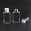 2021 30ml 60ml garrafa de plástico animal de estimação vazio com flip tamp frasco de forma quadrada transparente para o gel de desinfetante descartável de fluido de maquiagem