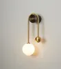Lampe murale LED en forme de boule de verre, design nordique moderne, luxueux et élégant, en fer forgé doré, décoration de la maison, chambre à coucher, salon