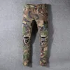 Hommes jean 2021 Streetwear mode hommes Camouflage militaire grande poche Denim Cargo pantalon coupe ajustée Hip Hop déchiré Punk pantalon