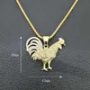 Hip Hop Rhinestones Paved Gold Color Stainless Steel Chicken Cock Rooster Pendants Necklace for Men Jewelry3153417