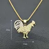 Hip Hop Strass Verharde Goud Kleur Rvs Kip Cock Haan Hangers Ketting voor Mannen Sieraden5484296