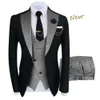 New Costume Homme Abbigliamento popolare Luxury Party Stage Abito da uomo Groomsmen Regular Fit Tuxedo 3 Peice Set Giacca + Pantaloni + Gilet X0909