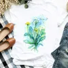 Vrouwen Dame Bloem Vlinder Cartoon Afdrukken 90s Mode Print Shirt Kleding T Tee Womens Tshirt voor Vrouwelijke Top Grafische T-shirt X0628