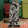 Houzhou Cow Print Cargo Spodnie Kobiety Kawaii Oversize szerokie spodnie nogi dla kobiet Styl Street Palazzo Harajuku Hip 210915