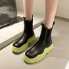 2022 NOUVELLE FEMME Bottes de fond épais Cuir PU Solide Outdoor Bottes non coulissantes Casual Womens Appartements Fashion Fashies Chaussures confortables