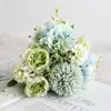 Dekorativa Blommor Kransar Mode Silk Artificial Hydrangea Bouquet 9 Heads Bridal Home Decor Wedding
