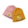 Söt avokado broderi stickad beanie hatt för barn barn godis färg varm vinter bonnet hatt utomhus casual kepsar pojkar tjejer