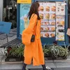 Płaszcze damskie okopy 2022 Koreańskie pomarańczowe Orange Autumn Casual Cloak Long Knee Women Streetwear Loose Batwing Windbreaker Spring Fy104