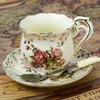 Céramique de style européen 3 ensembles de tasses à café anglaises en porcelaine anglaise créatives disque tasses à thé de l'après-midi 200ML